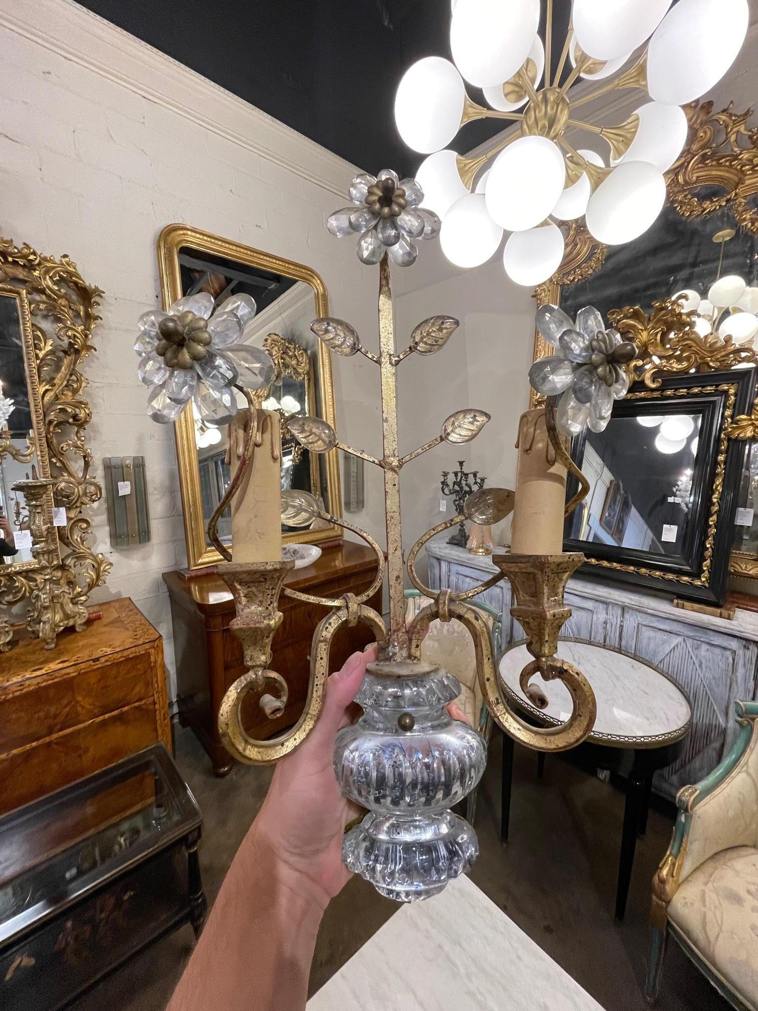 Pair of Italian Bagues Style Sconces For Sale 4