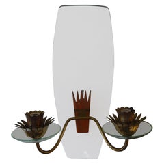 Pair of Italian Curved Glass and Bronze Sconces Attributed to Fontana Arte