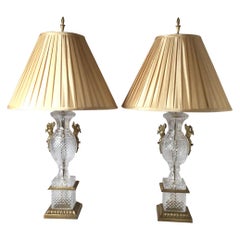 Pair of Italian Cut Crystal Lamps