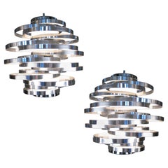 Pair of Italian Cyclone Light Fixtures by Gaetano Sciolari