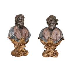 Paire de bustes masculins décoratifs italiens, 1,5 Ft
