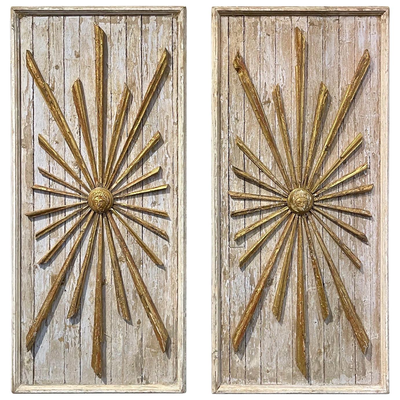 Pair of Italian Decorative Parcel-Gilt Sunburst Panels