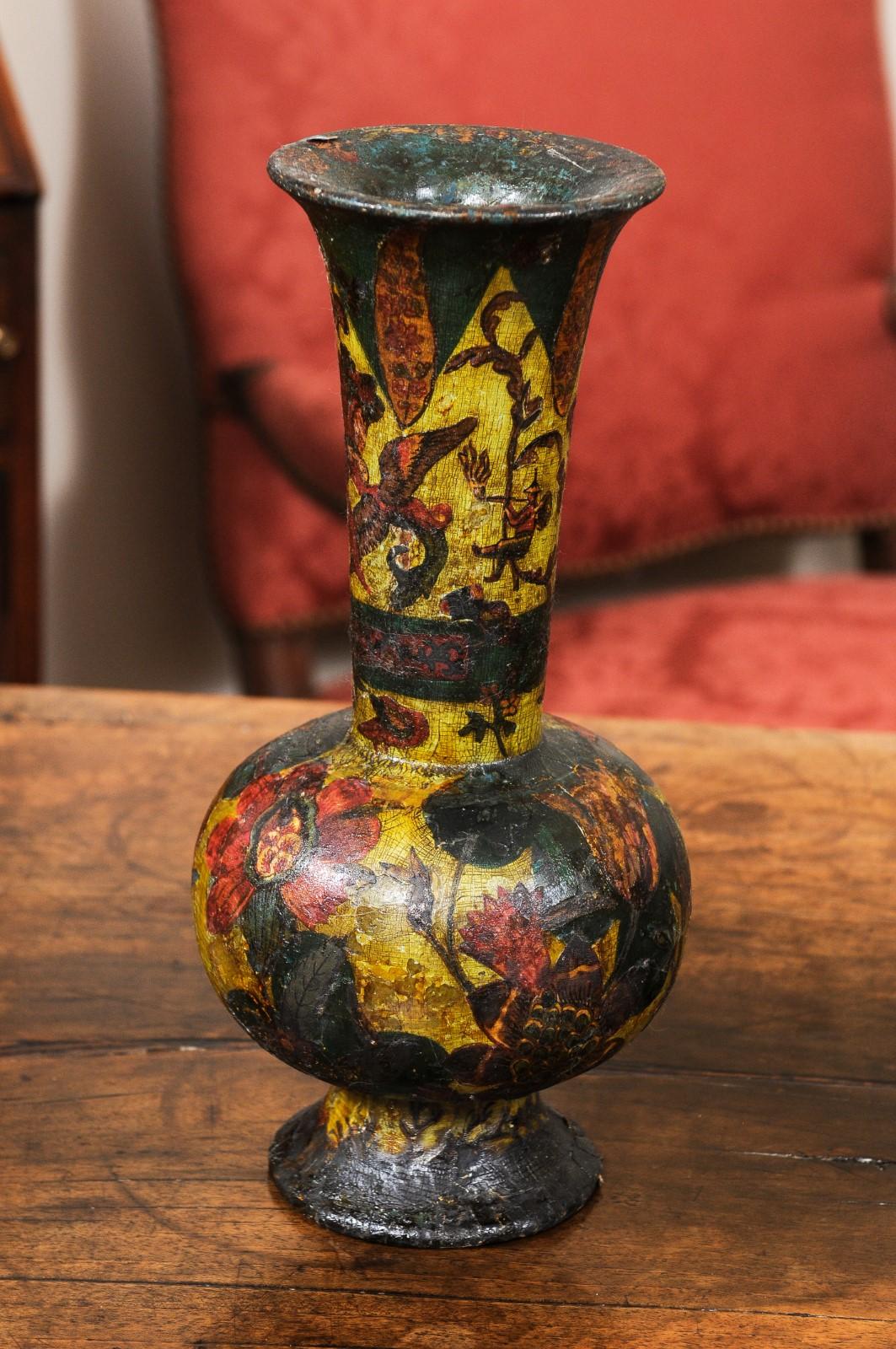  Pair of Italian Decoupage Wood Vases, 19th Century For Sale 9