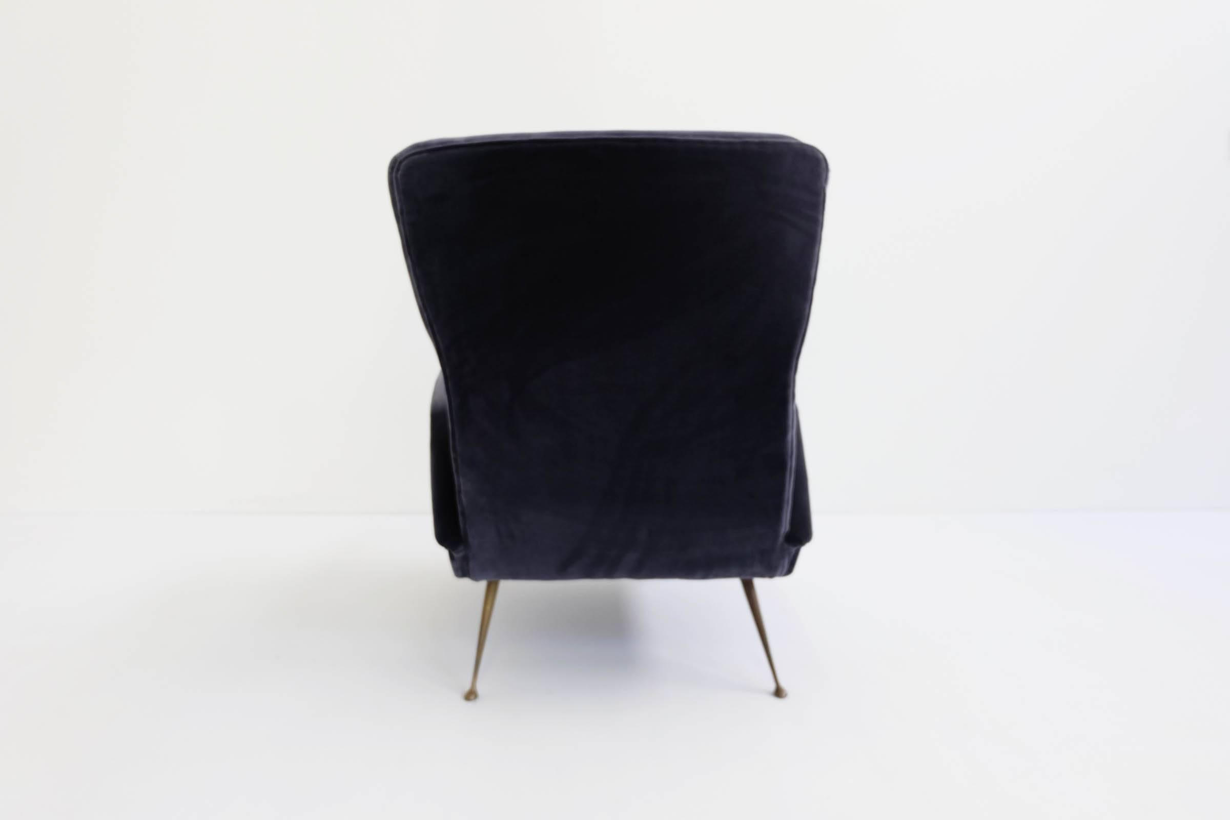 Pair of Italian Deep Grey Velvet Armchairs 2