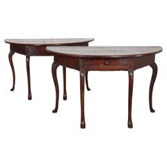 Pair of Italian Demi-lune Console Tables
