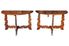 Pair of Italian Demilune Consoles