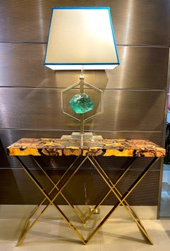 Pair of Italian Design Marble Imitation Top Console Tables