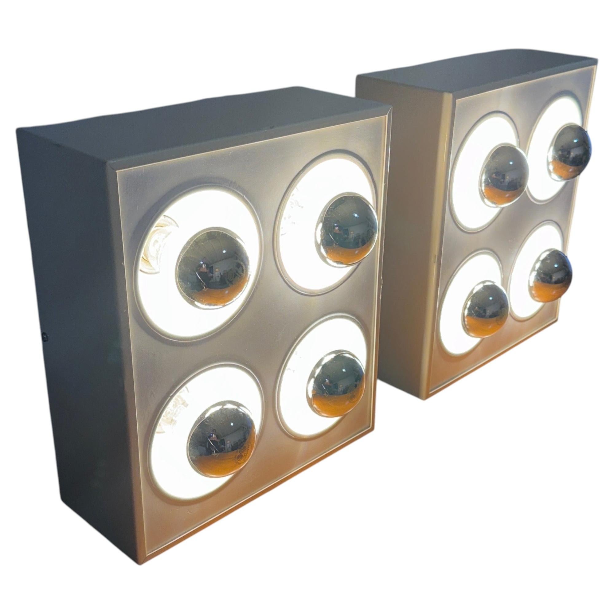1970s Italian Space Age Wall Sconces, Folded Steel, Modular Design