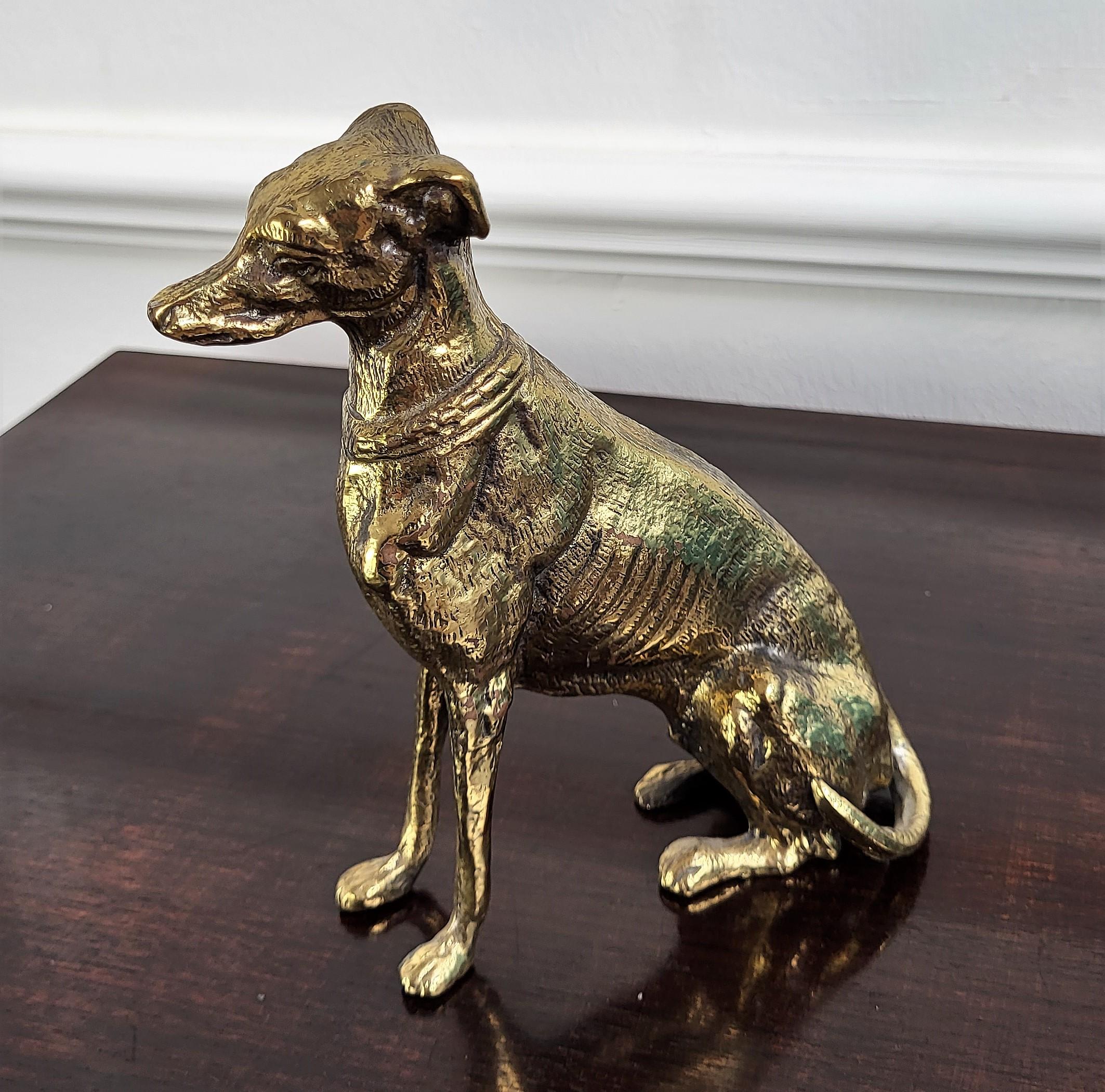 Pair of Italian Desk Top Brass Bronze Dog Sculptures Paperweight Book Holders In Good Condition For Sale In Carimate, Como