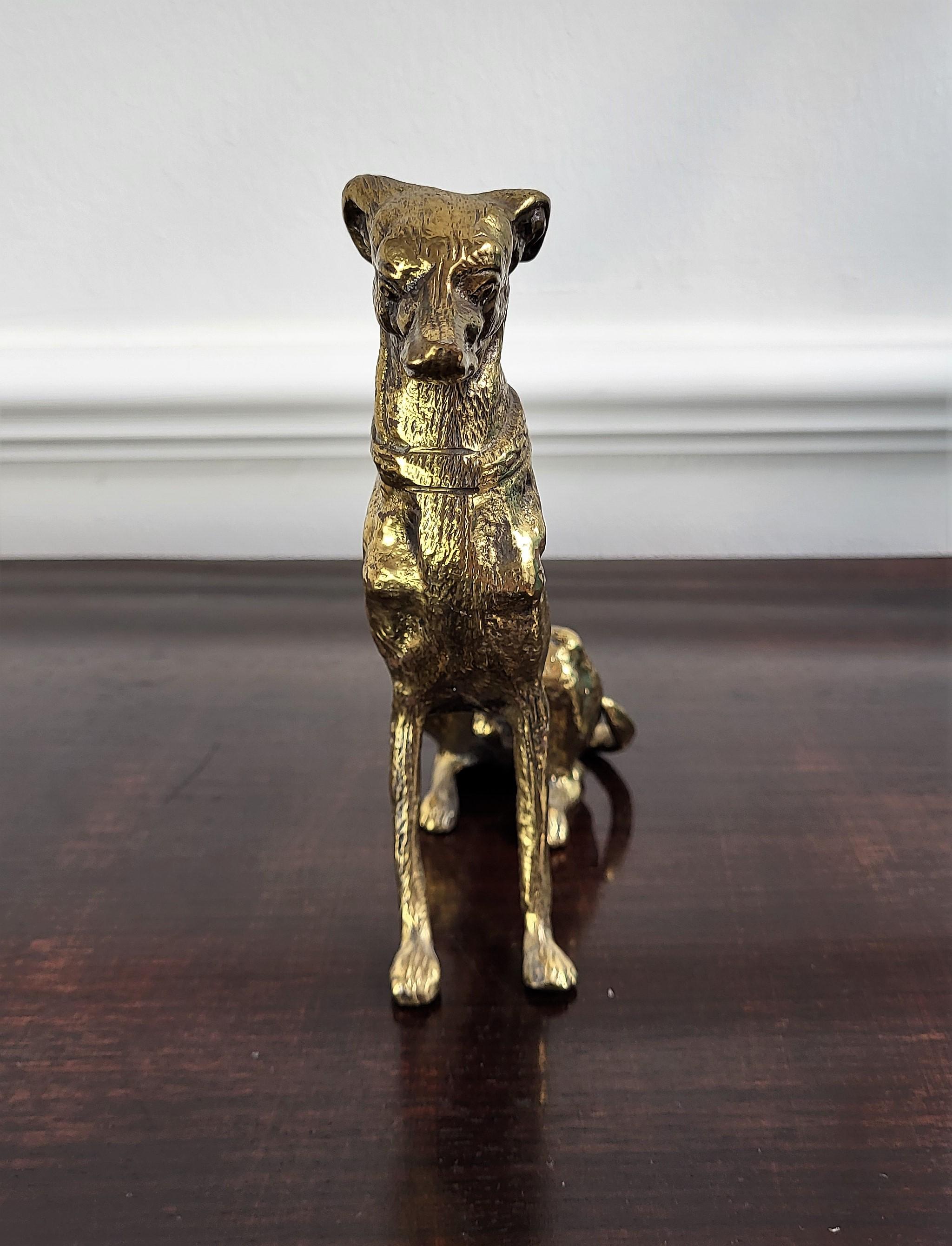20th Century Pair of Italian Desk Top Brass Bronze Dog Sculptures Paperweight Book Holders For Sale