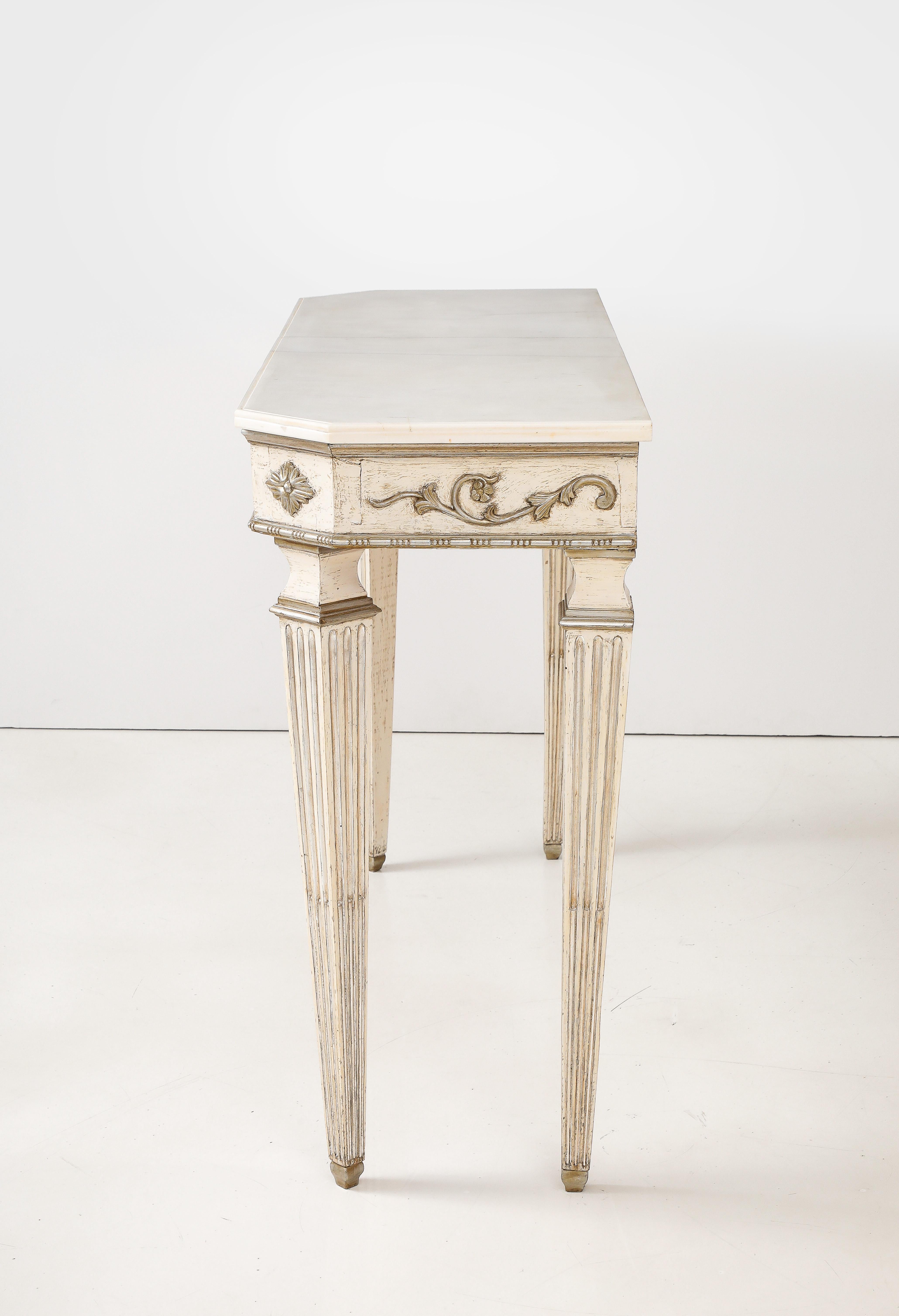 Pair of Italian Directoire Carved and Painted Console Tables, circa 1810 For Sale 4