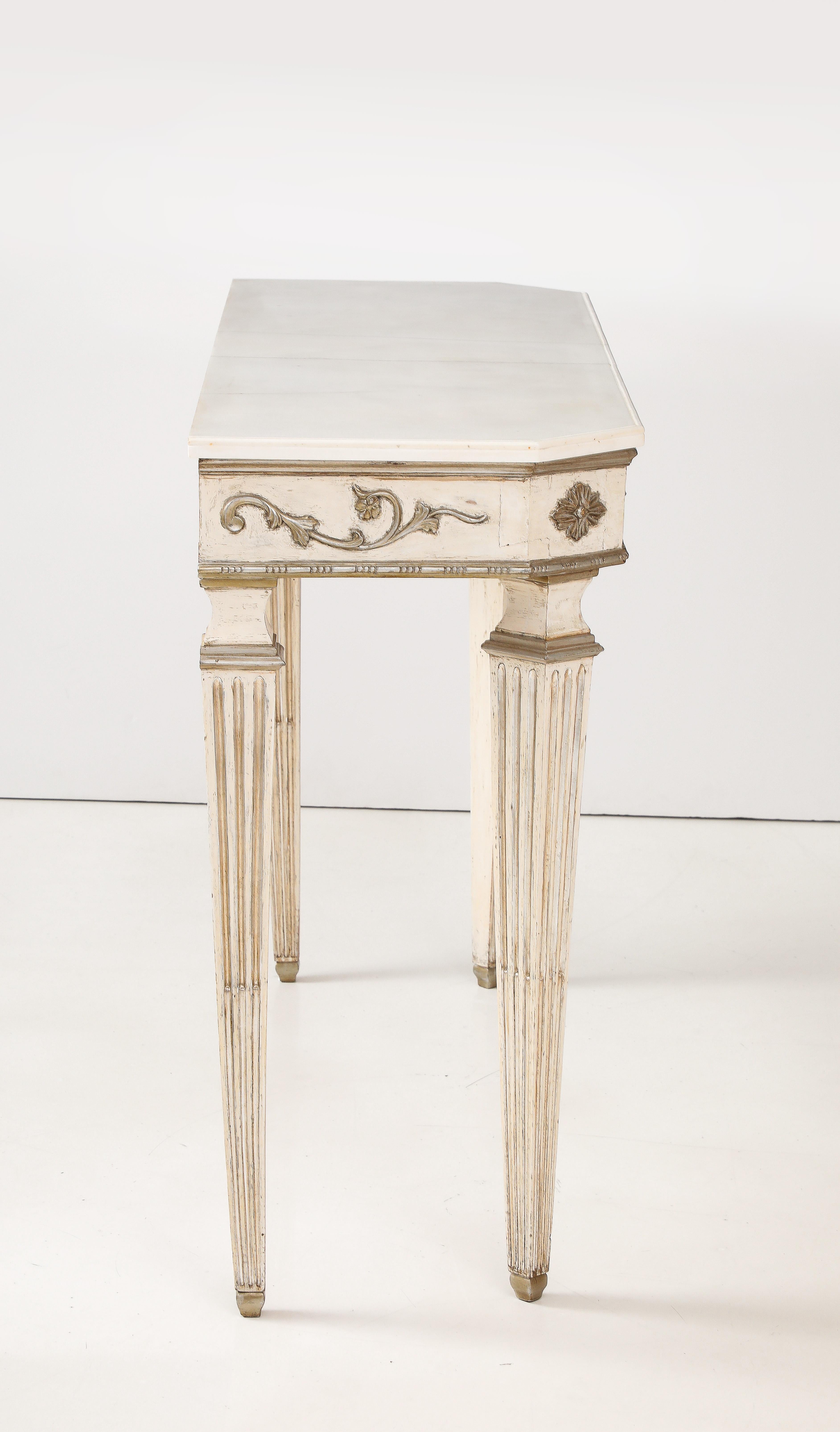 Pair of Italian Directoire Carved and Painted Console Tables, circa 1810 For Sale 5