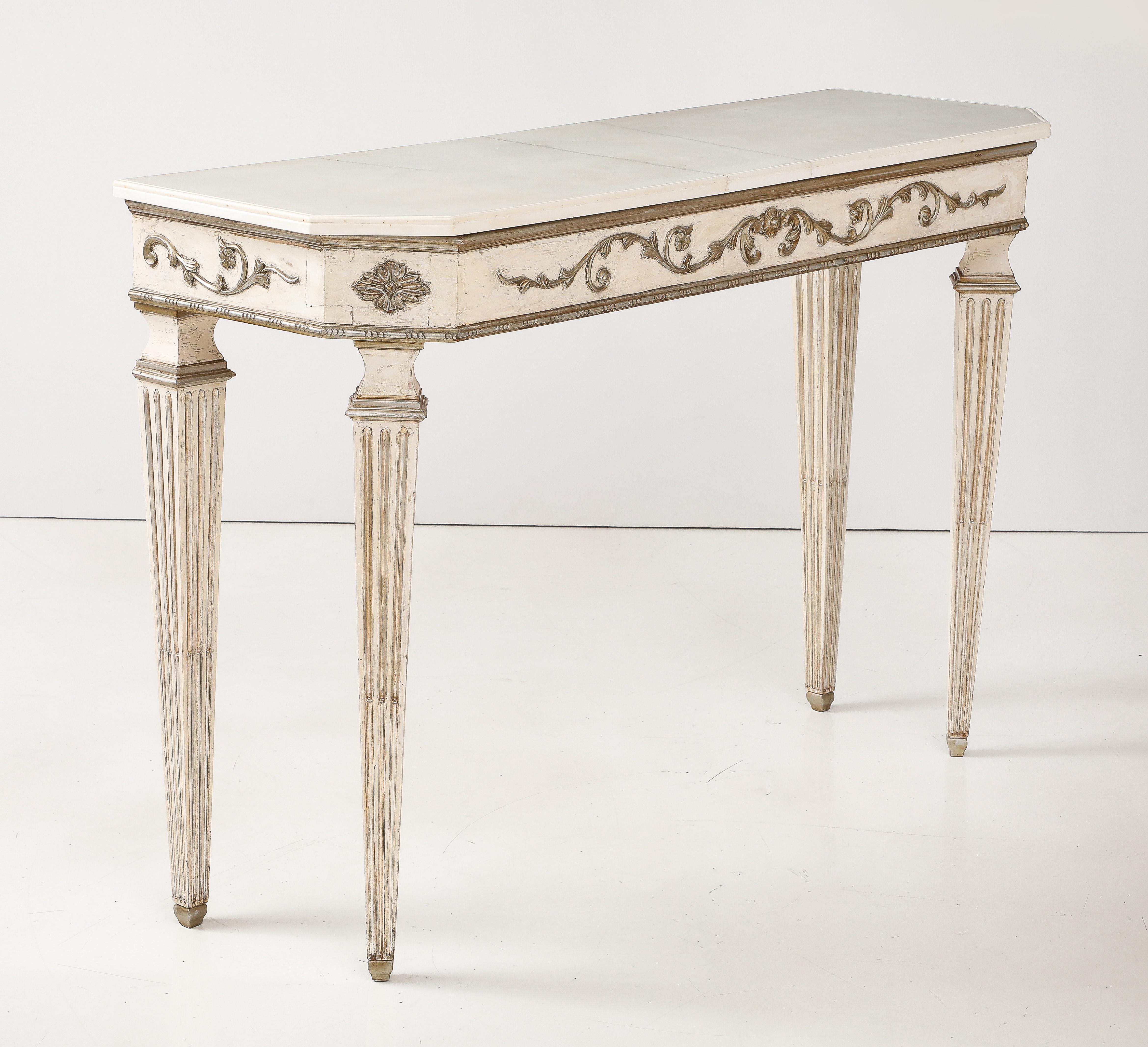 Pair of Italian Directoire Carved and Painted Console Tables, circa 1810 For Sale 6