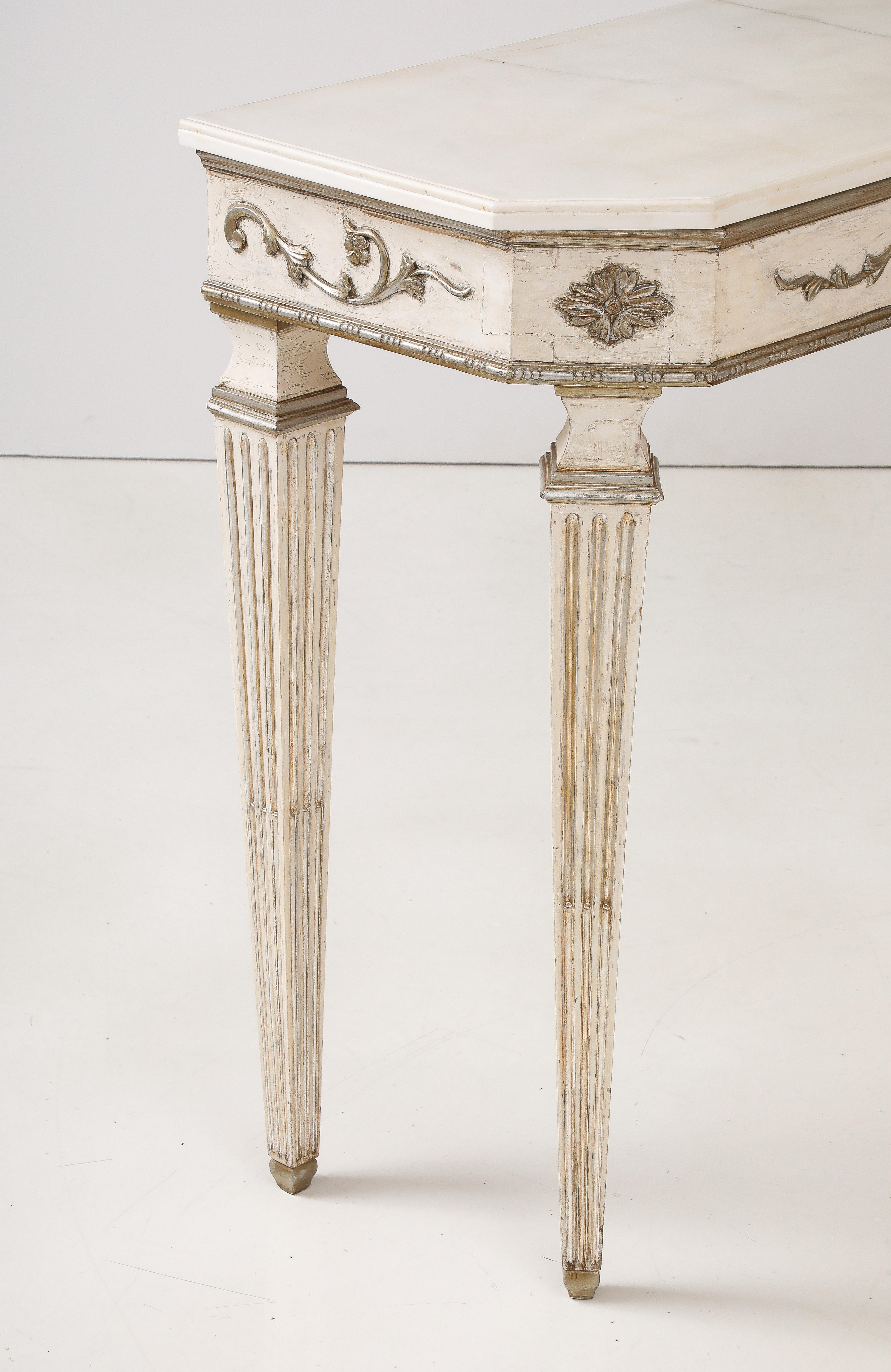 Pair of Italian Directoire Carved and Painted Console Tables, circa 1810 For Sale 7
