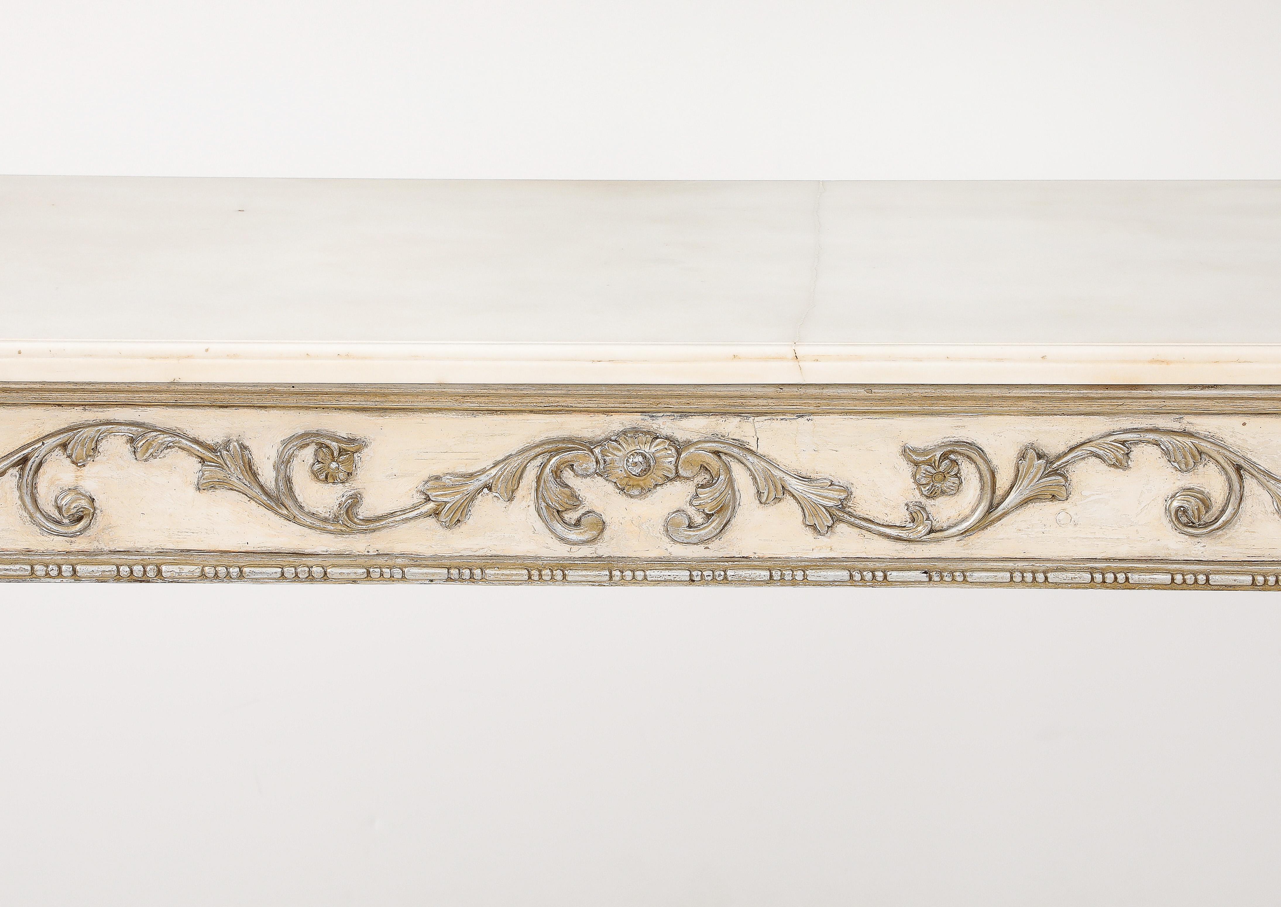 Pair of Italian Directoire Carved and Painted Console Tables, circa 1810 For Sale 11