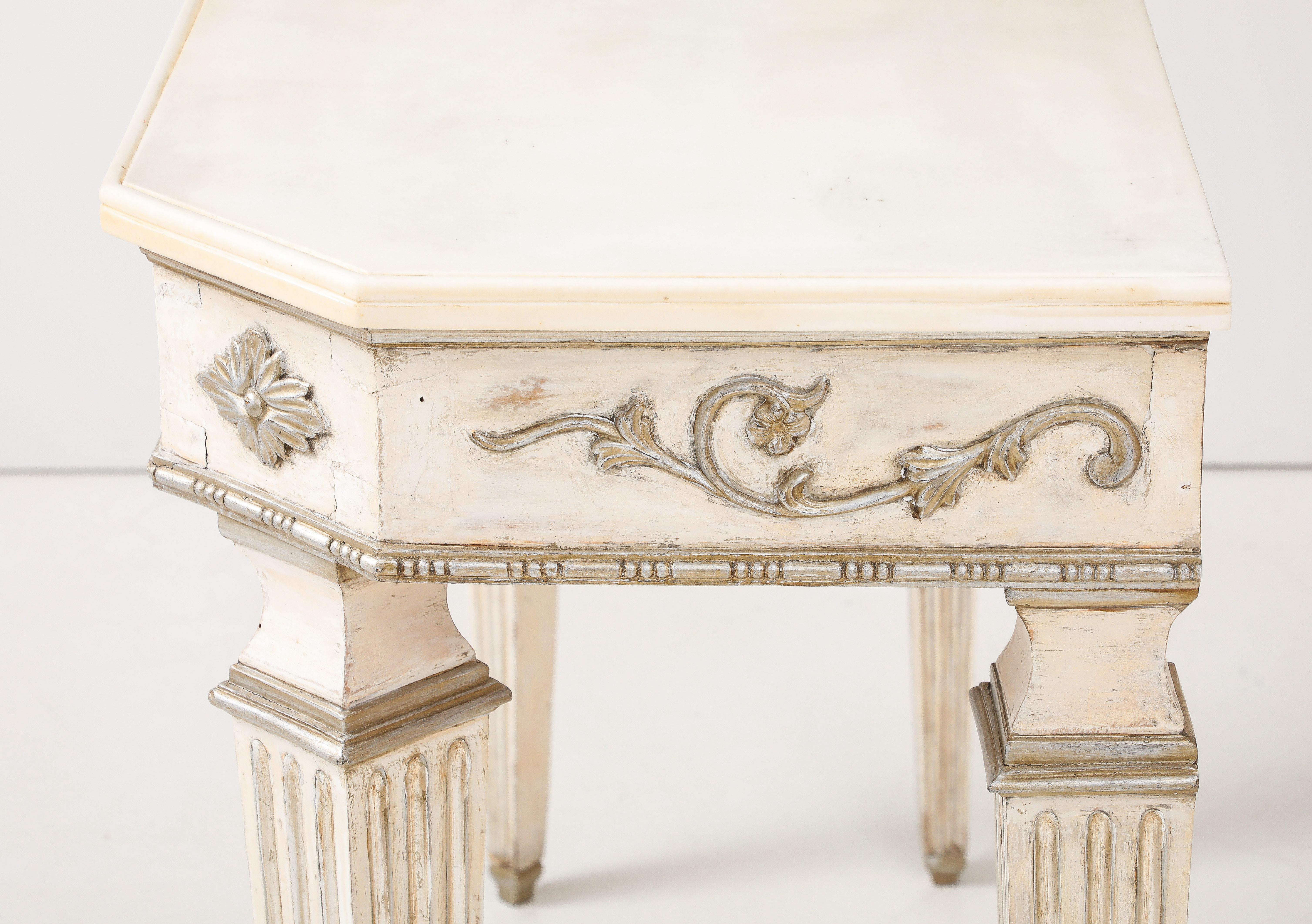 Pair of Italian Directoire Carved and Painted Console Tables, circa 1810 For Sale 12