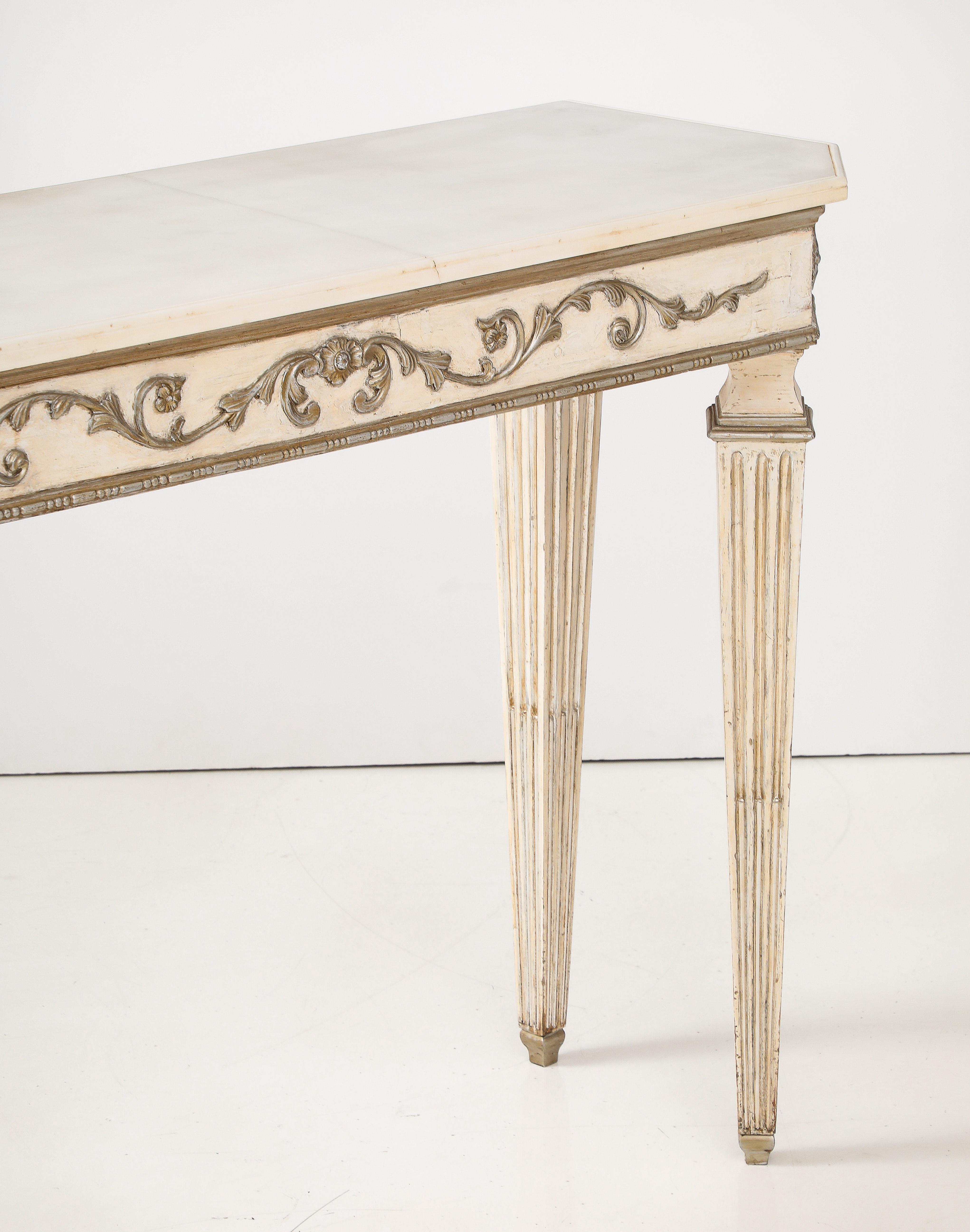 Pair of Italian Directoire Carved and Painted Console Tables, circa 1810 For Sale 13