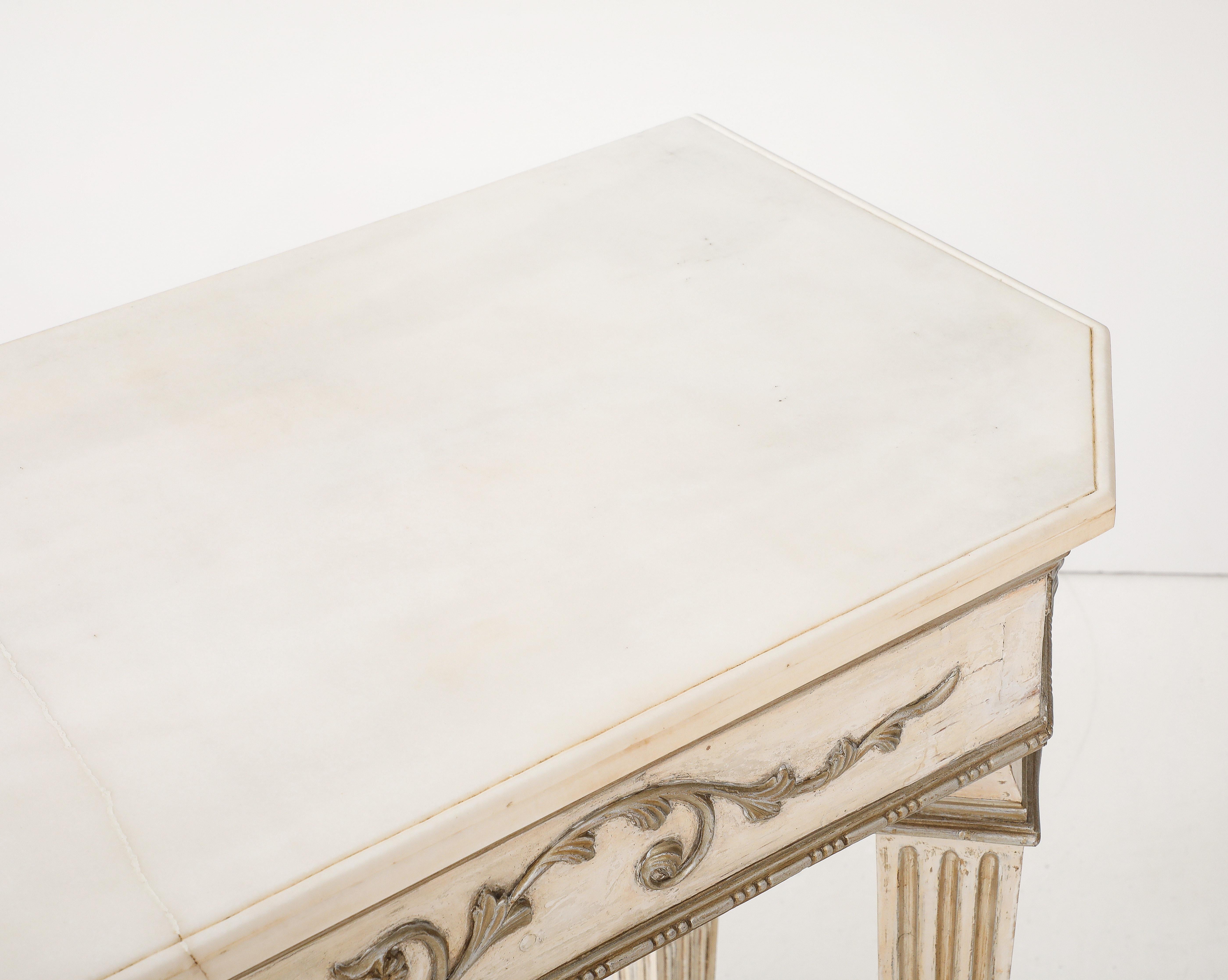 Pair of Italian Directoire Carved and Painted Console Tables, circa 1810 For Sale 14