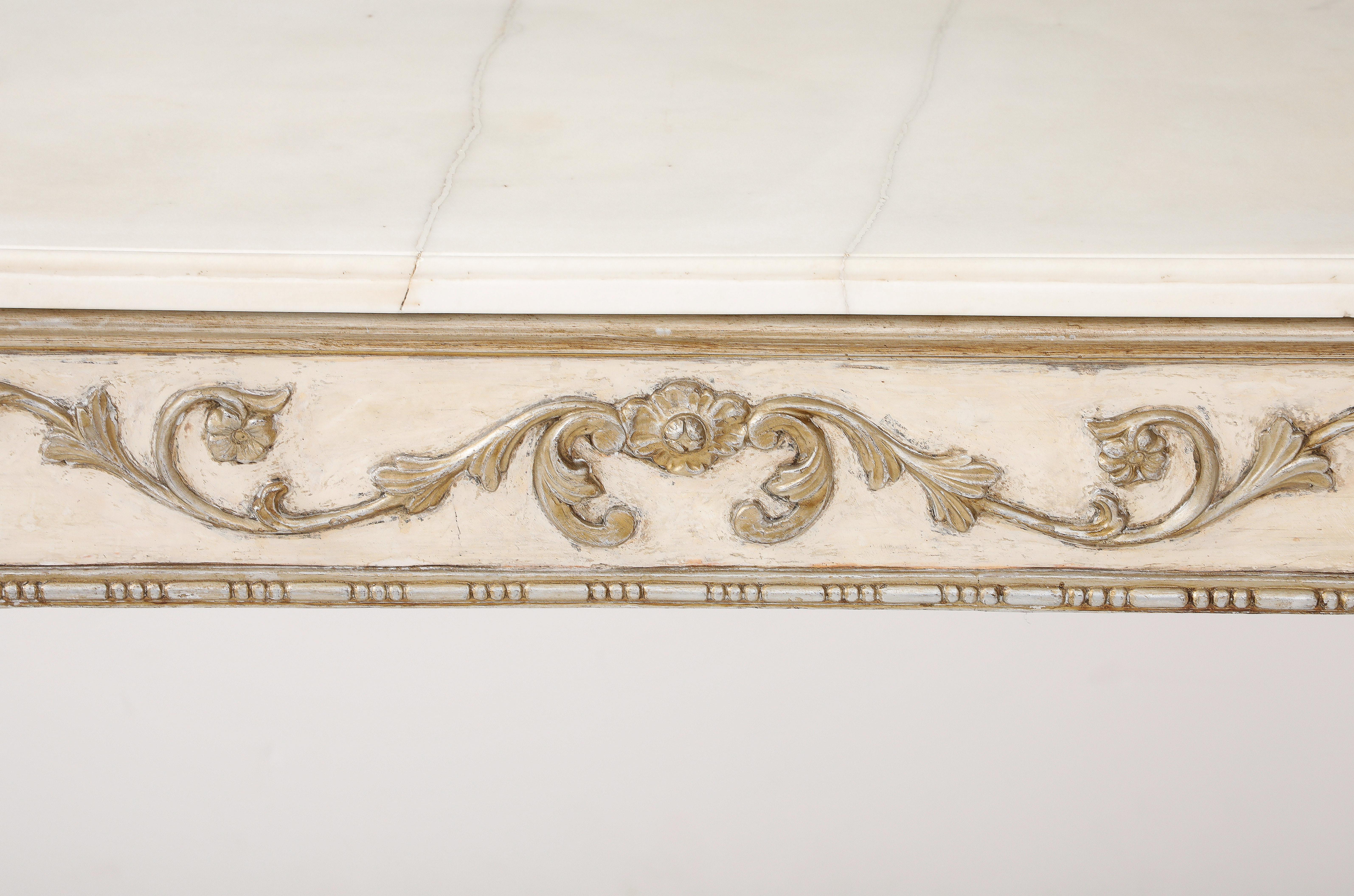 Pair of Italian Directoire Carved and Painted Console Tables, circa 1810 In Good Condition For Sale In New York, NY