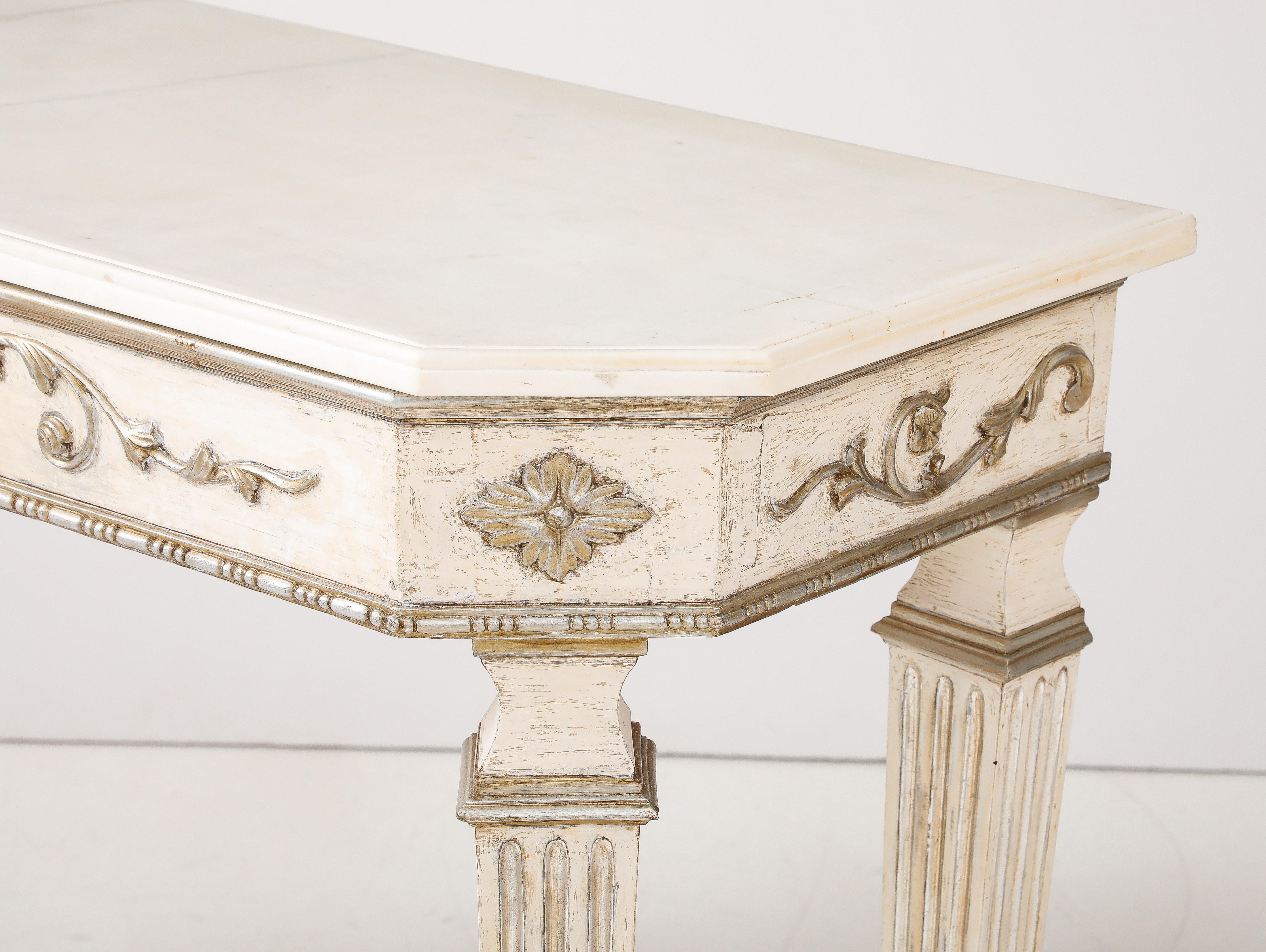 Pair of Italian Directoire Carved and Painted Console Tables, circa 1810 For Sale 2