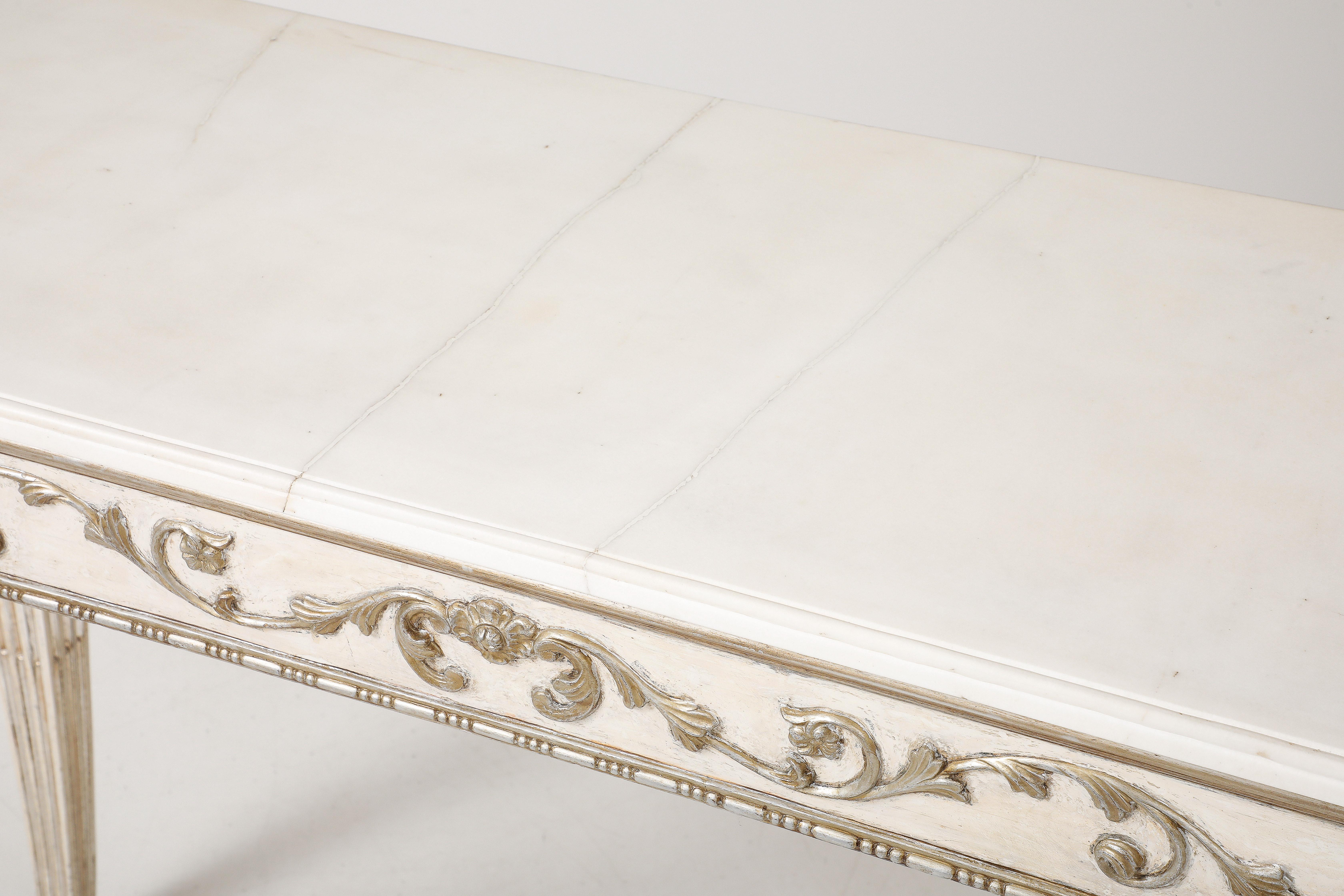 Pair of Italian Directoire Carved and Painted Console Tables, circa 1810 For Sale 3