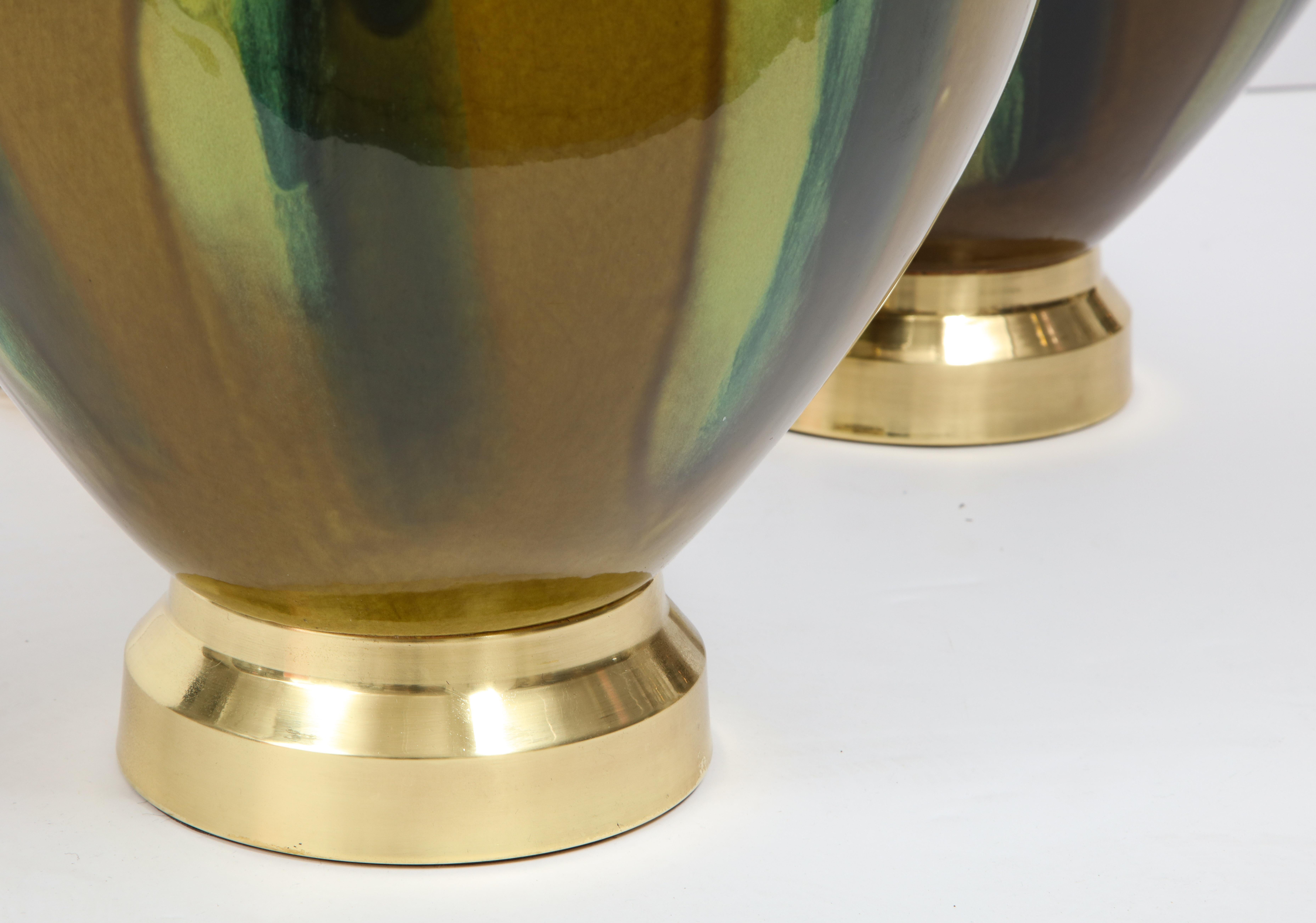 Pair of Italian Drip Glaze Ceramic Lamps 1