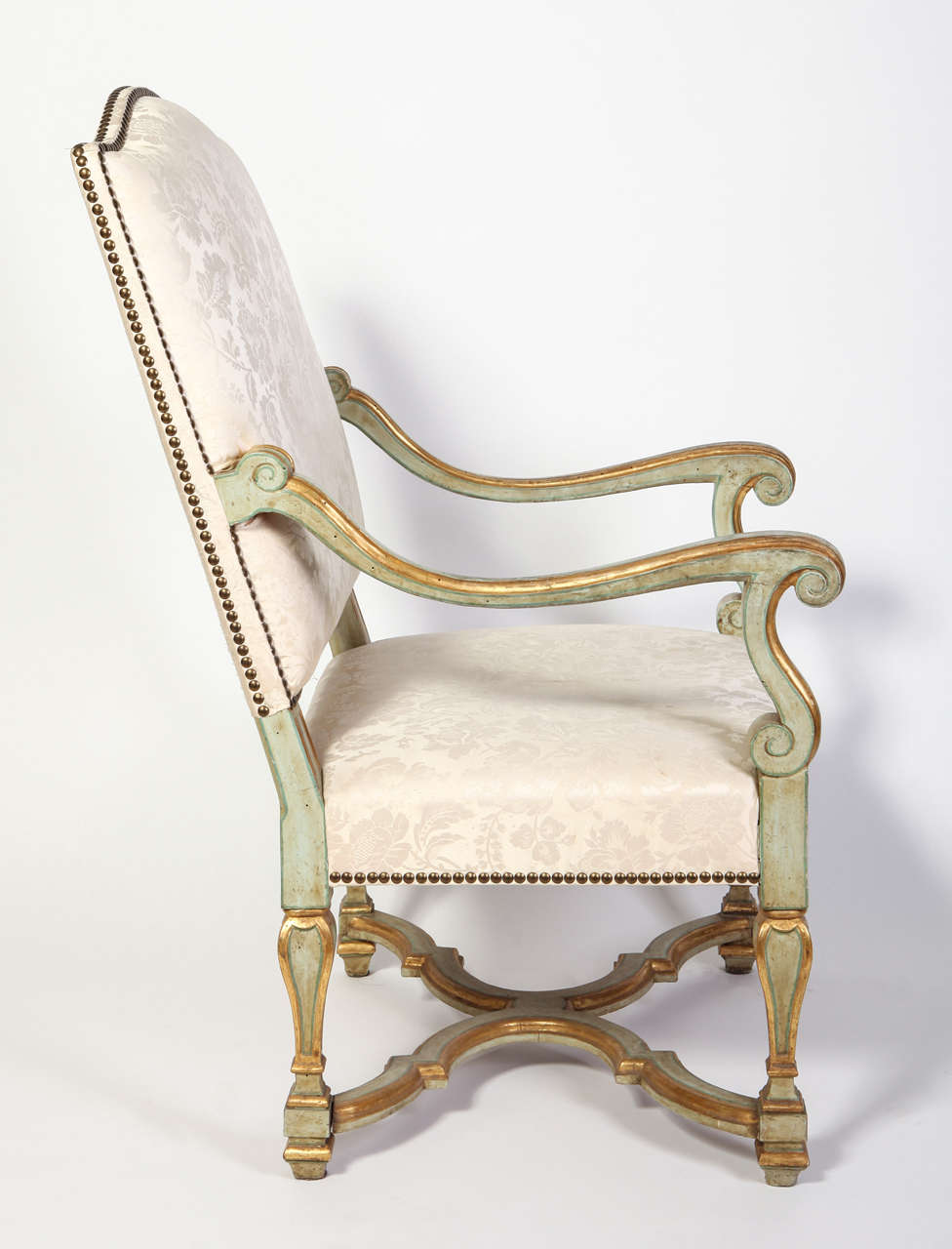 Louis XIV Pair of Italian Early 18th Century Painted Armchairs For Sale