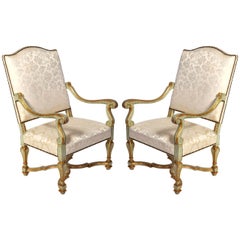 Pair of Italian Early 18th Century Painted Armchairs