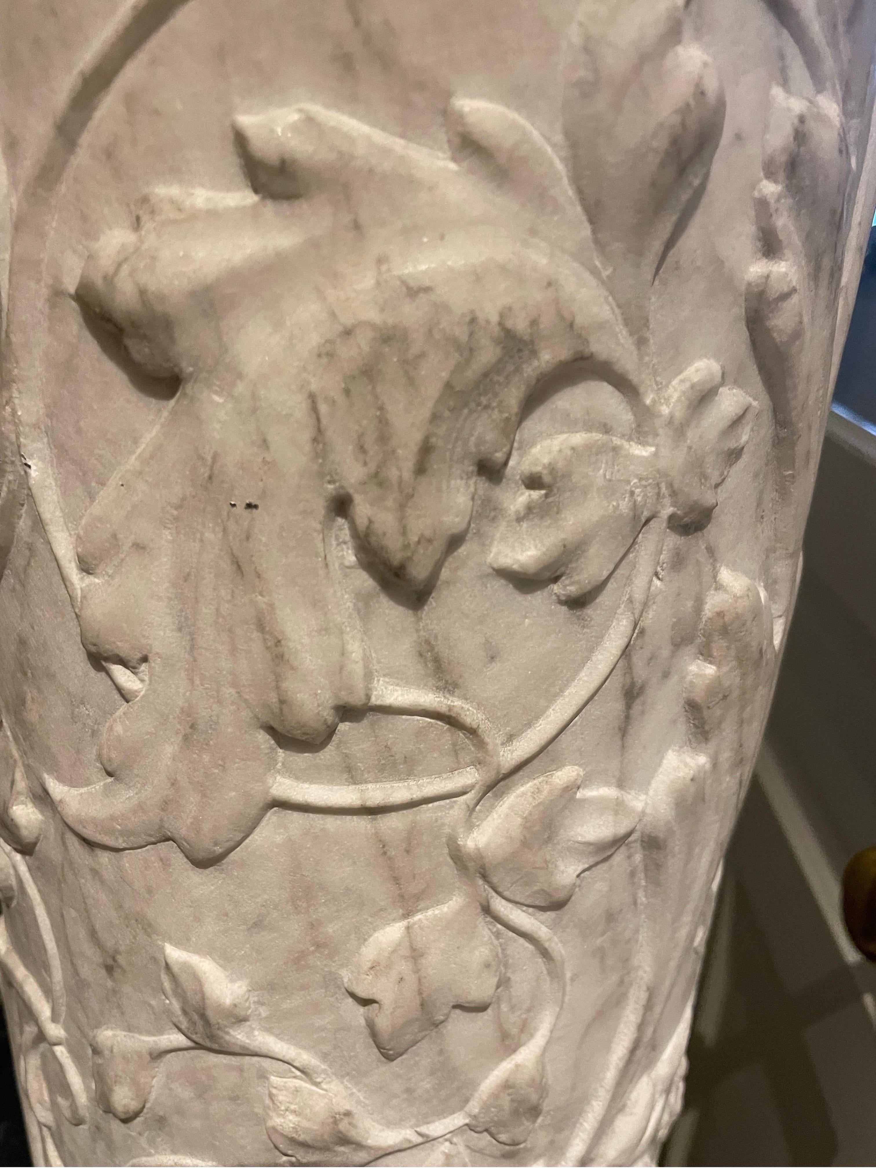 European Pair of Italian early 19th C marble carved columns For Sale
