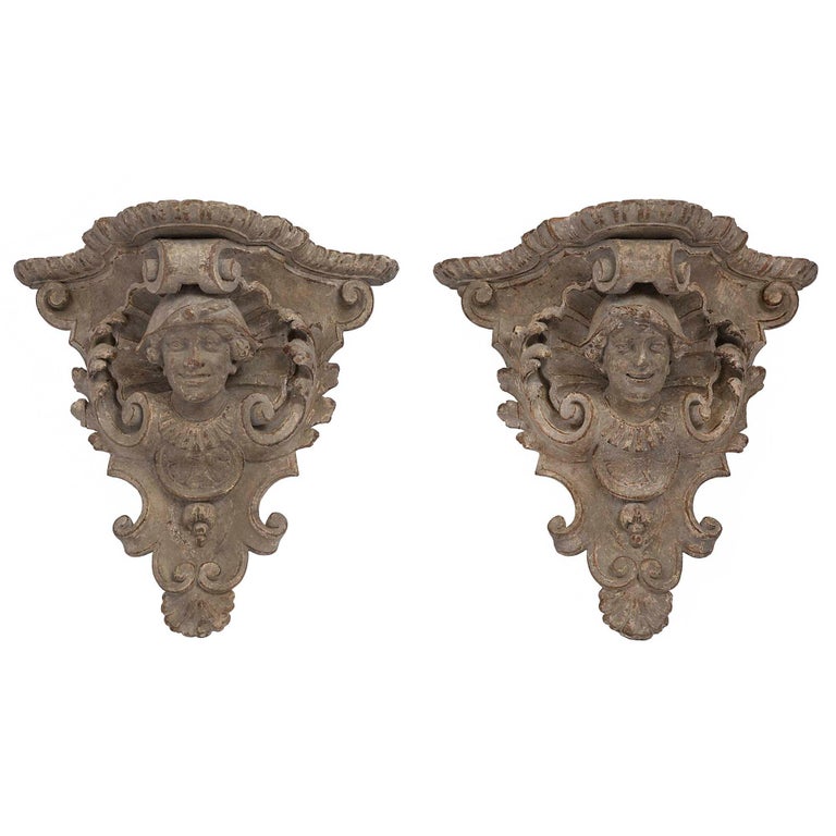 Pair of Italian Early 19th Century Carved and Patinated Venetian Wall ...