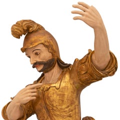 Pair of Italian Early 19th Century Large Scale Roman Theatrical Carved Statues