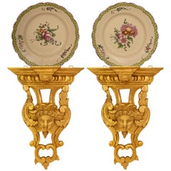pair of Italian early 19th century Louis XVI st. Giltwood wall brackets