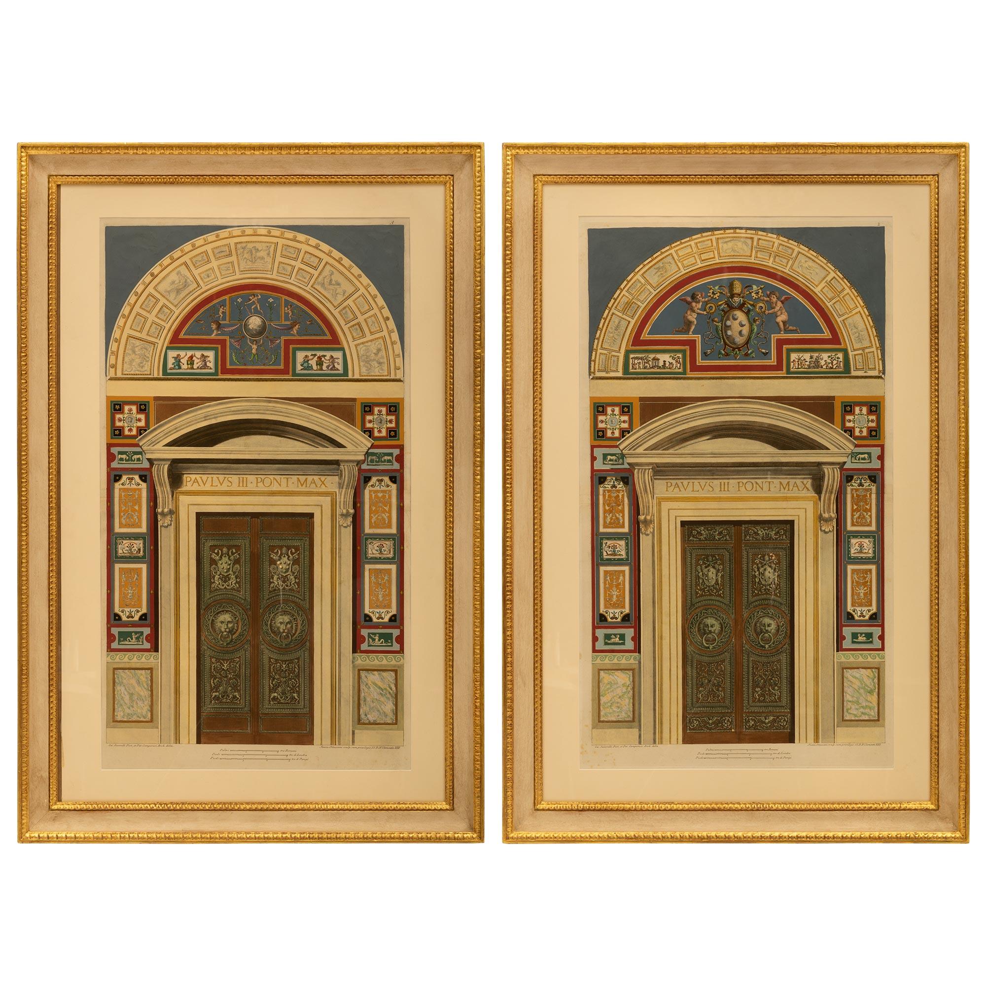 Pair of Italian Early 19th Century Neo-Classical St. Architectural Engravings 4