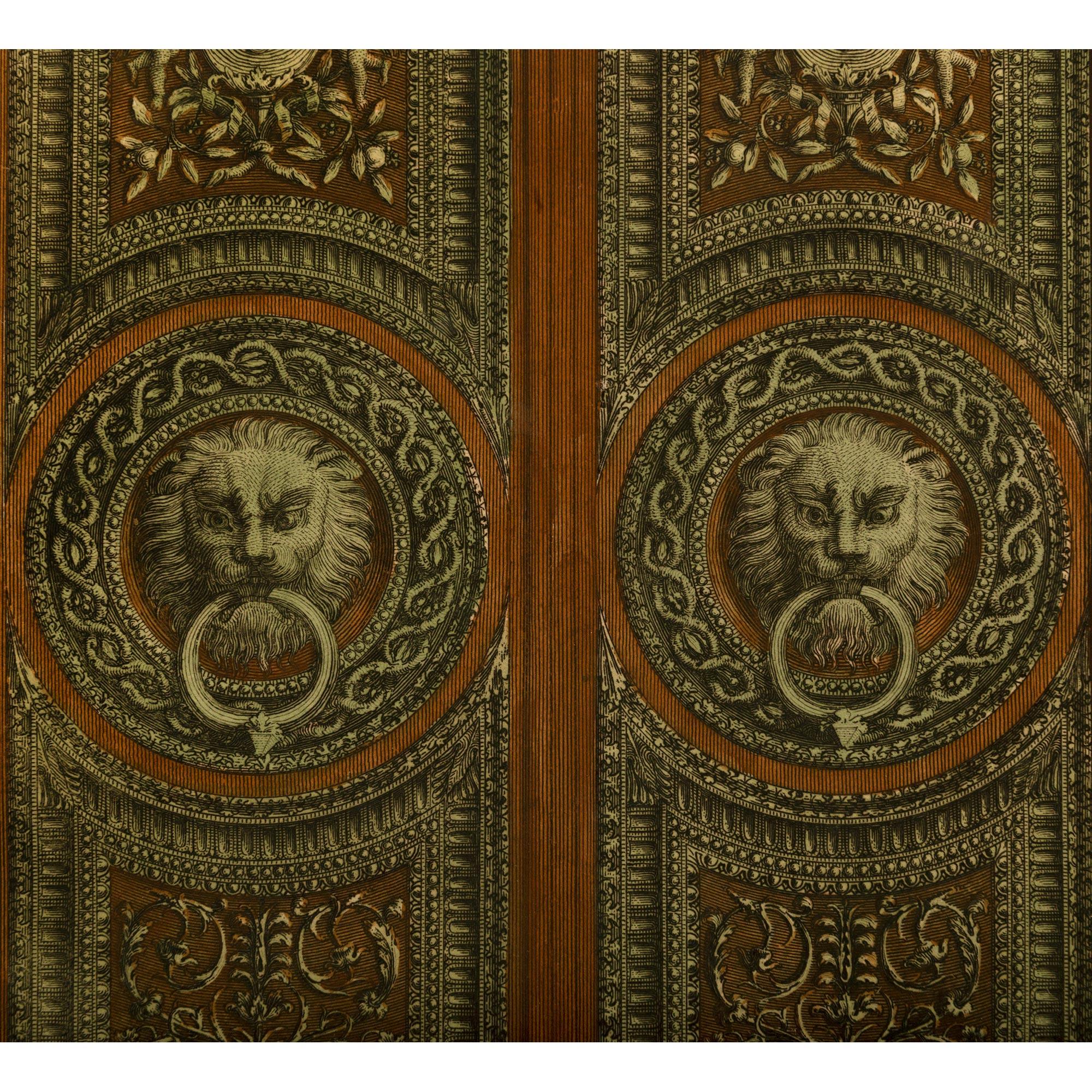 Wood Pair of Italian Early 19th Century Neo-Classical St. Architectural Engravings