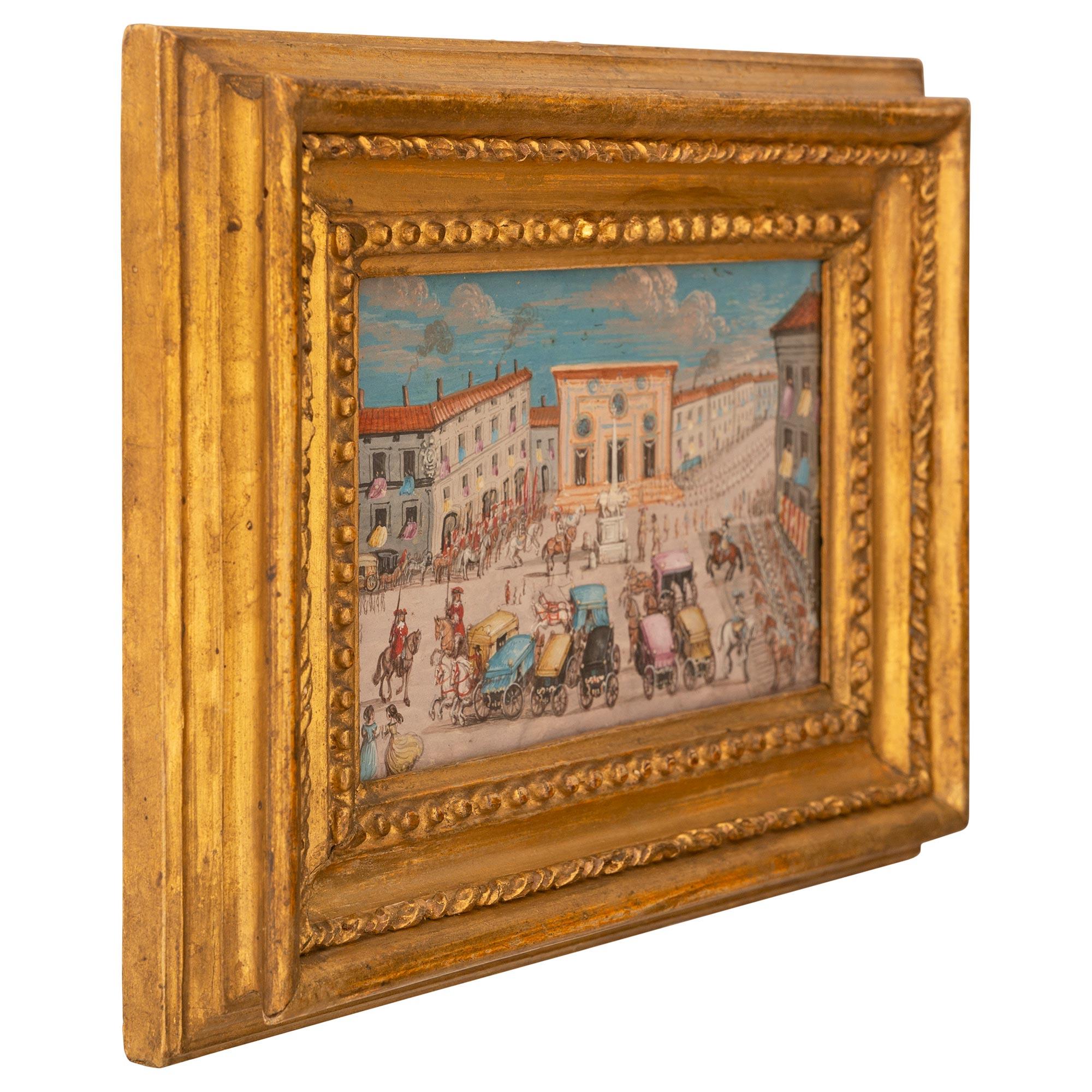 Paire d'huiles sur toile italiennes du début du 19e siècle représentant des monuments romains Bon état - En vente à West Palm Beach, FL