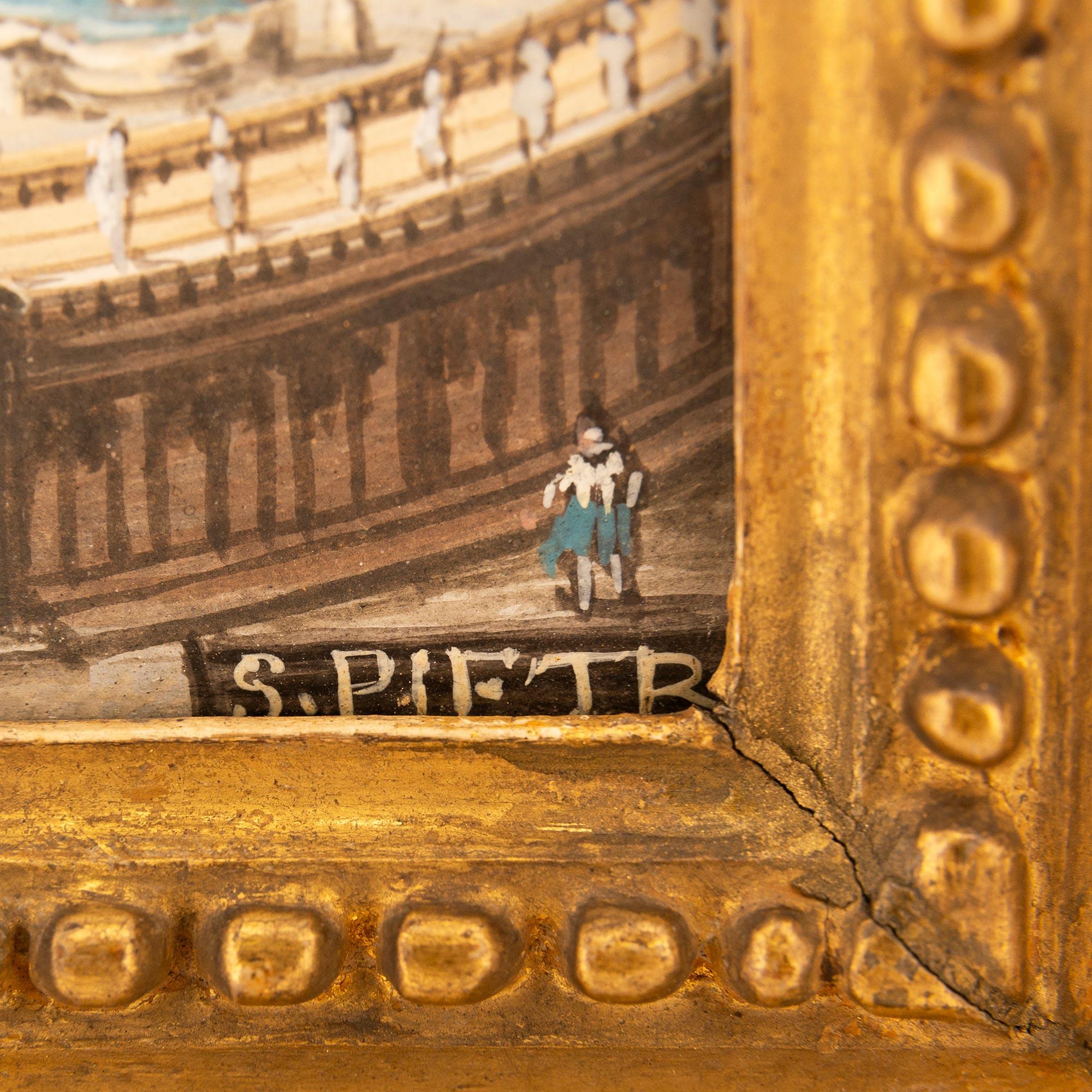 Paire d'huiles sur toile italiennes du début du 19e siècle représentant des monuments romains en vente 4