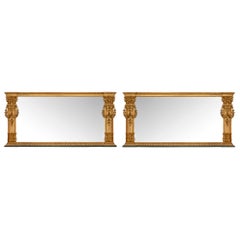 Pair of Italian Early 19th Century Patinated and Giltwood Mirrors