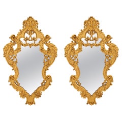 Pair of Italian Early 19th Century Régence St. Giltwood Mirrors