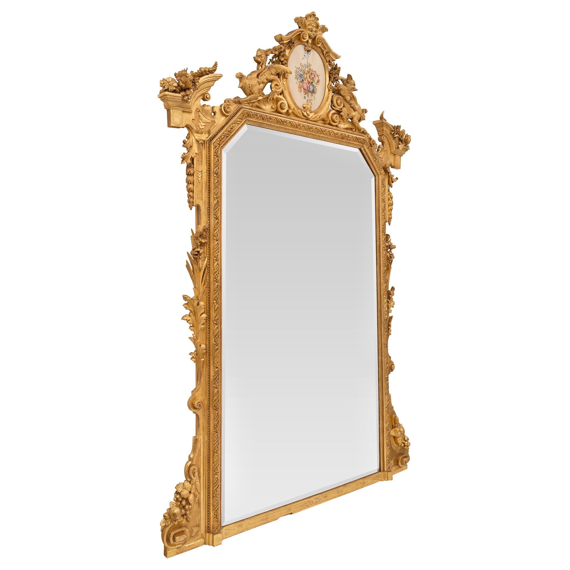 Pair of Italian Early 19th Century St. Giltwood Mirrors from the Lombardi Region In Good Condition For Sale In West Palm Beach, FL