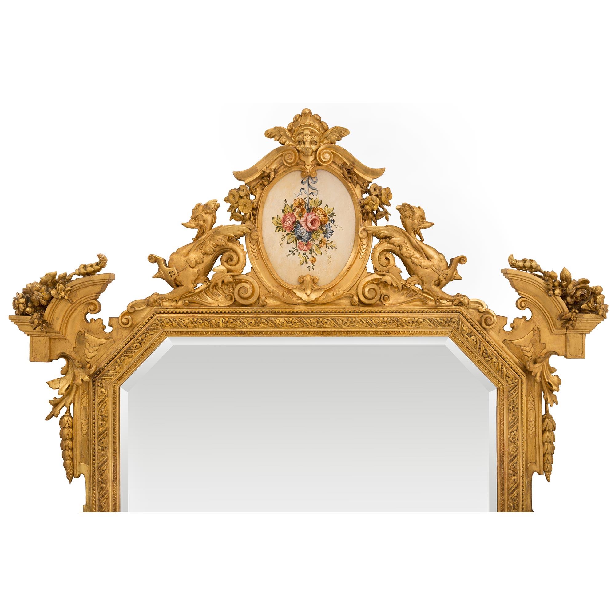 Pair of Italian Early 19th Century St. Giltwood Mirrors from the Lombardi Region For Sale 1