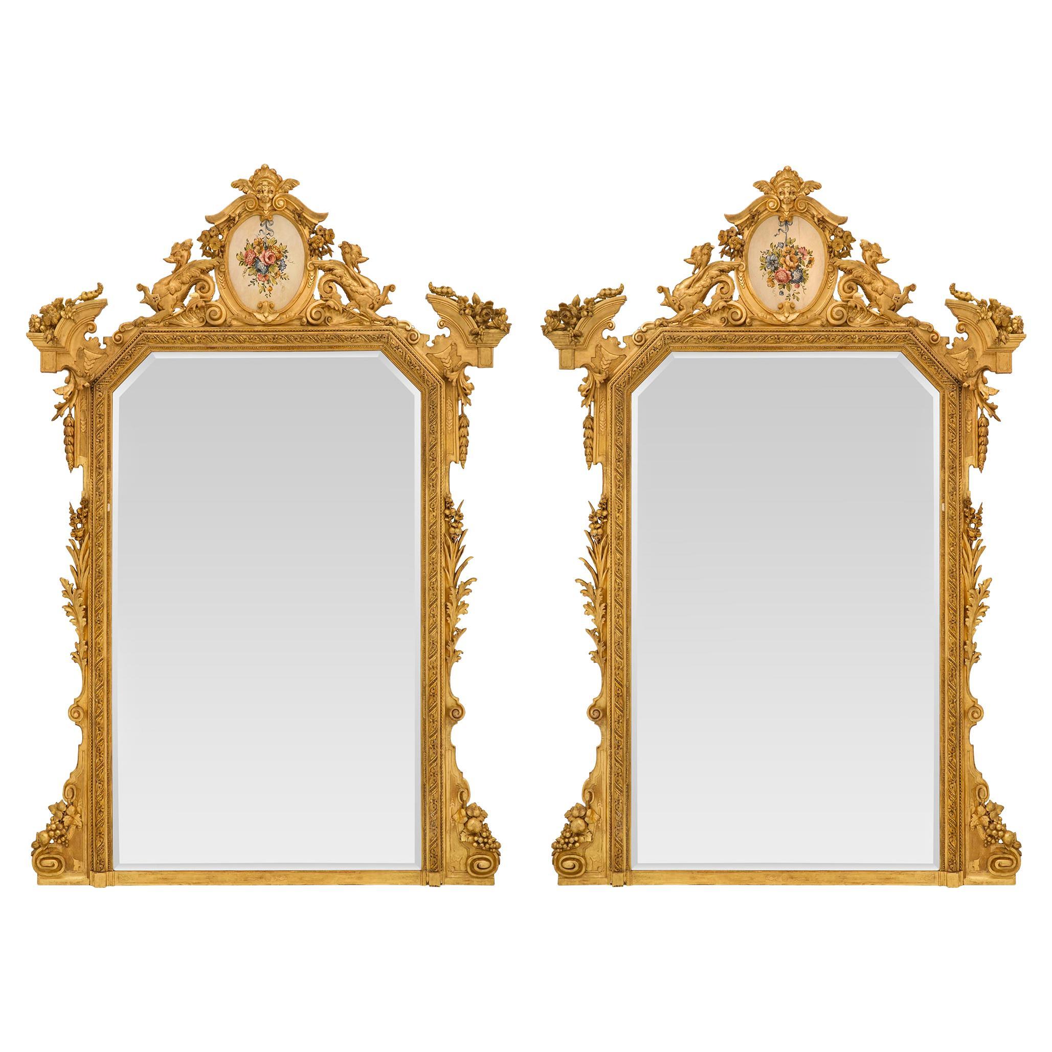 Pair of Italian Early 19th Century St. Giltwood Mirrors from the Lombardi Region For Sale