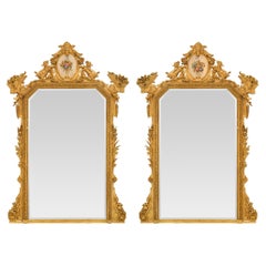 Pair of Italian Early 19th Century St. Giltwood Mirrors from the Lombardi Region
