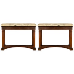 Pair of Italian Early 19th Century Walnut Consoles