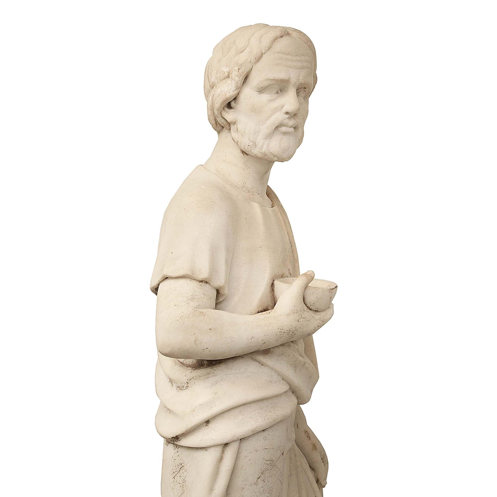 Coppia di statue italiane in marmo bianco di Carrara dell'inizio del XIX secolo in vendita 4