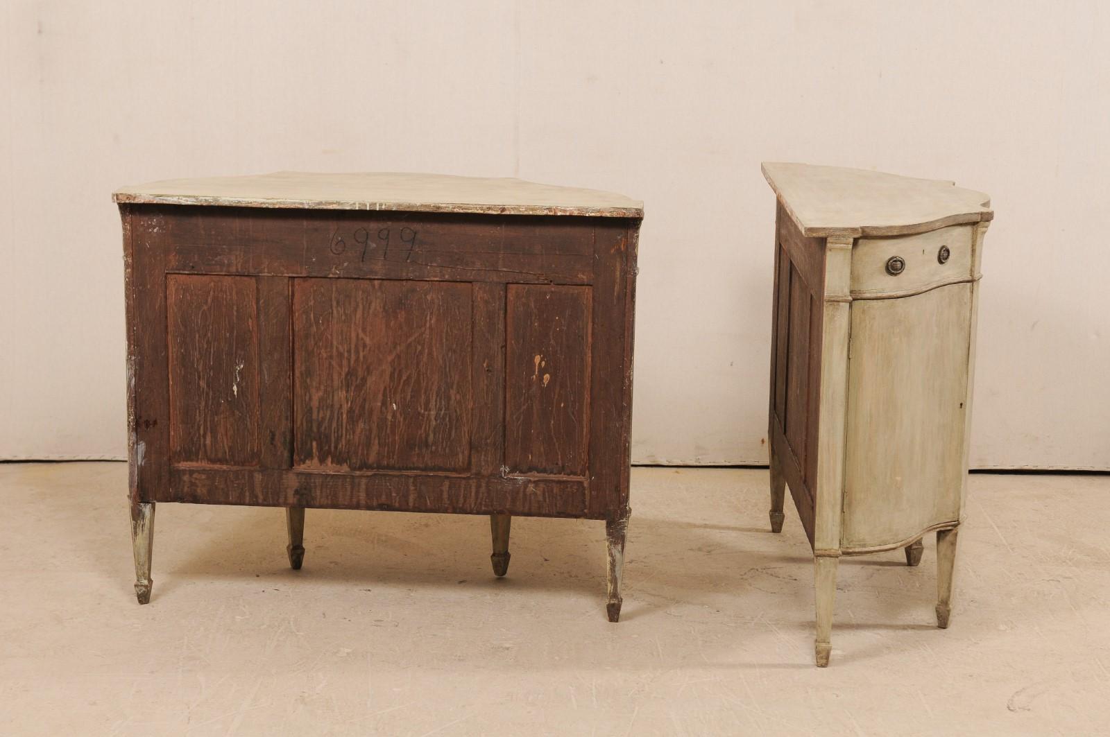 Pair of Italian Early 20th Century Painted Wood Demilune Console Chests 5