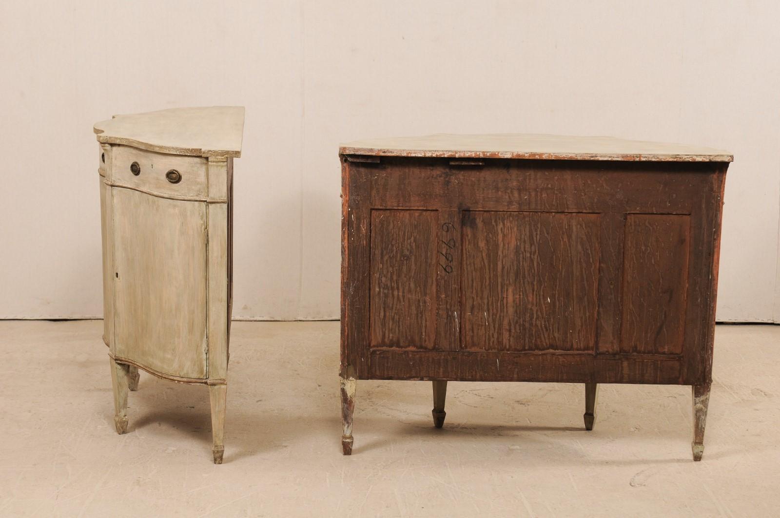 Pair of Italian Early 20th Century Painted Wood Demilune Console Chests 6