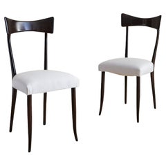 Pair of Italian Ebonized Dining Chairs in the Style of Ico Parisi, 1950s