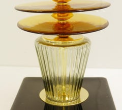 Pair of Italian Eggplant Glass Table Lamps