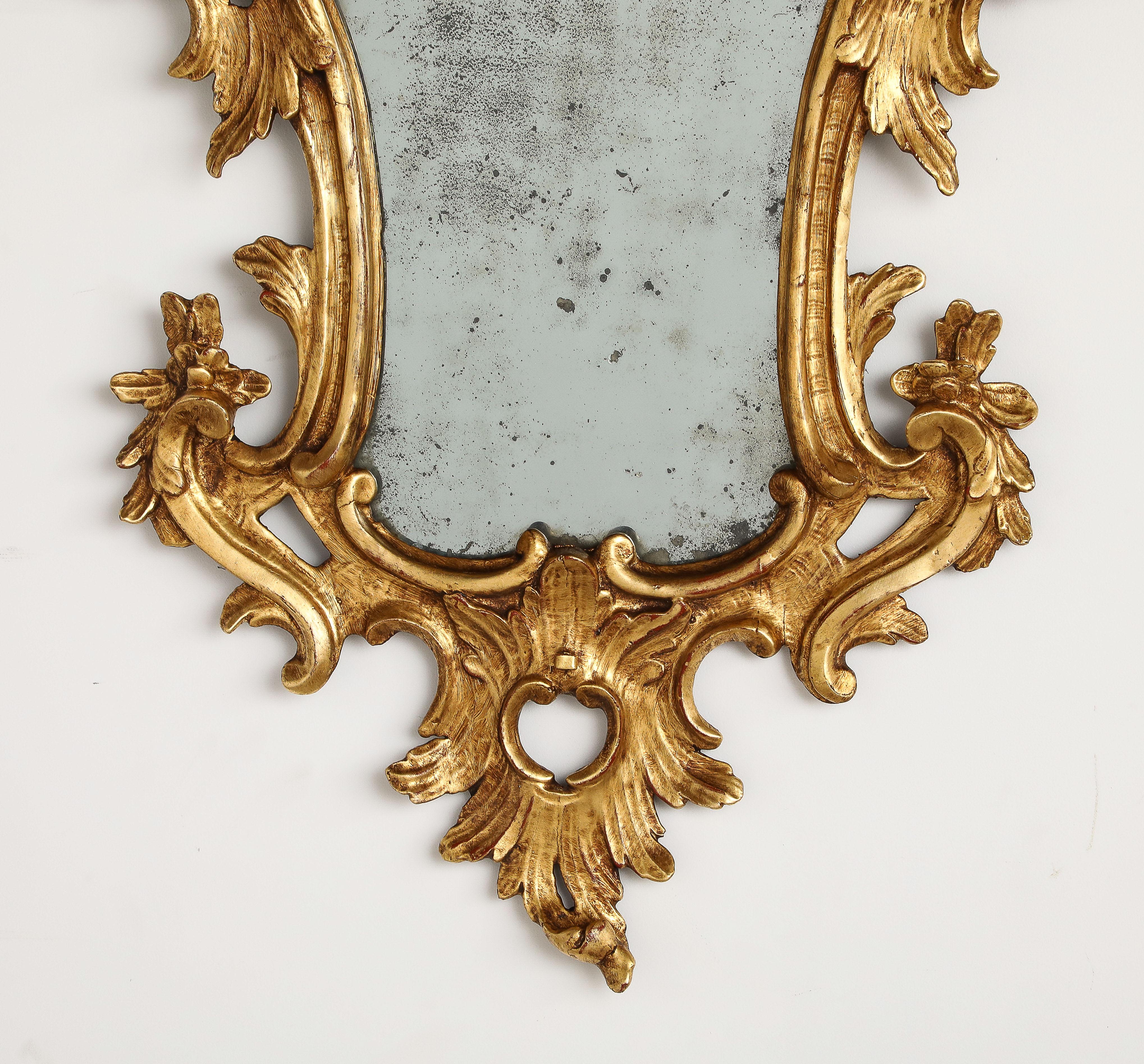 Pair of Italian Eighteenth Century Rococo Carved and Gilded Wood Mirrors For Sale 11