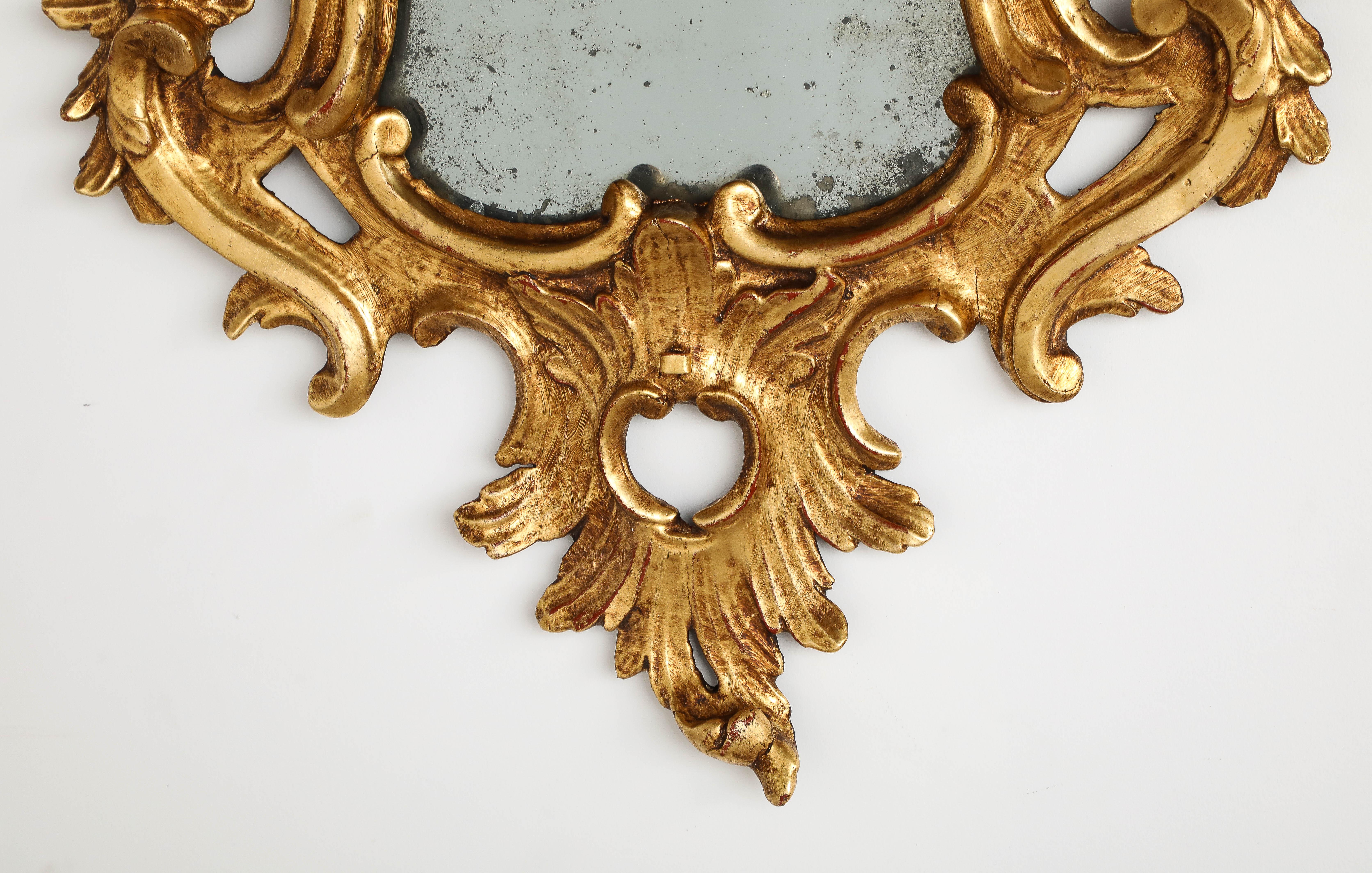 Pair of Italian Eighteenth Century Rococo Carved and Gilded Wood Mirrors For Sale 15